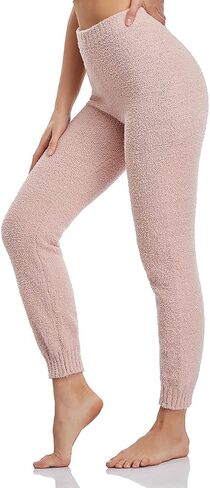 Famulily Womens Cozy Soft Fuzzy Pants Warm Winter Loungewear Causal High Waisted Pjs Pants with Cuff in Kuwait