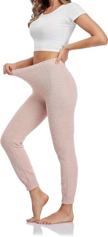 Famulily Womens Cozy Soft Fuzzy Pants Warm Winter Loungewear Causal High Waisted Pjs Pants with Cuff in Kuwait