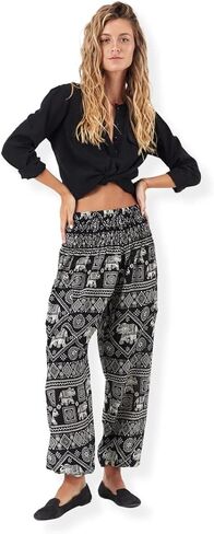 سراويل حريم Happy Trunks للنساء/سراويل اليوغا النسائية مع جيوب (S-XXL) ملابس هيبي/ملابس بوهو للنساء/صالة الشاطئ in Kuwait