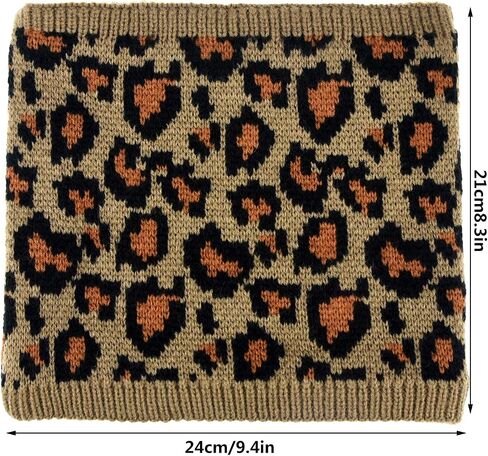 3 Pcs Leopard Print Winter Hat Gloves Scraf with Knit Plush Lined Set for Women and Teenagers in Saudi Arabia