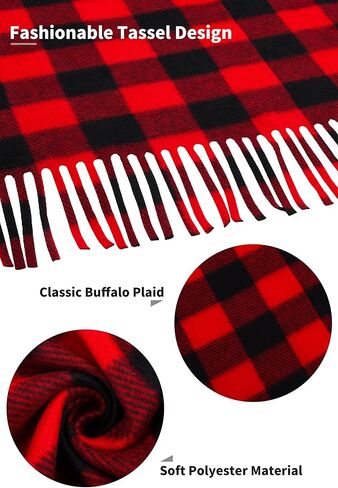 Apoway Full Cover Winter Warm Set Buffalo Plaid Scarf Knit Beanie Hat with Pompom Gloves Face Cover for Women Men in Kuwait