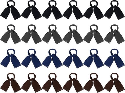 24 Pieces Winter Scarves in Bulk Men Women Polar Fleece Scarves Warm Winter Tassel Scarf Homeless Care Gift Unisex Christmas in Kuwait