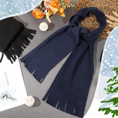24 Pieces Winter Scarves in Bulk Men Women Polar Fleece Scarves Warm Winter Tassel Scarf Homeless Care Gift Unisex Christmas in Kuwait