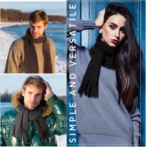 24 Pieces Winter Scarves in Bulk Men Women Polar Fleece Scarves Warm Winter Tassel Scarf Homeless Care Gift Unisex Christmas in Kuwait