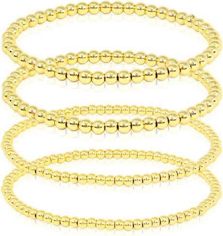 by You Stainless Steel Gold Silver Beaded Ball Bracelets for Women Stretchable Elastic Bracelet Set in Kuwait