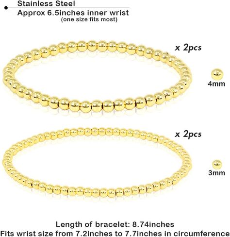 by You Stainless Steel Gold Silver Beaded Ball Bracelets for Women Stretchable Elastic Bracelet Set in Kuwait