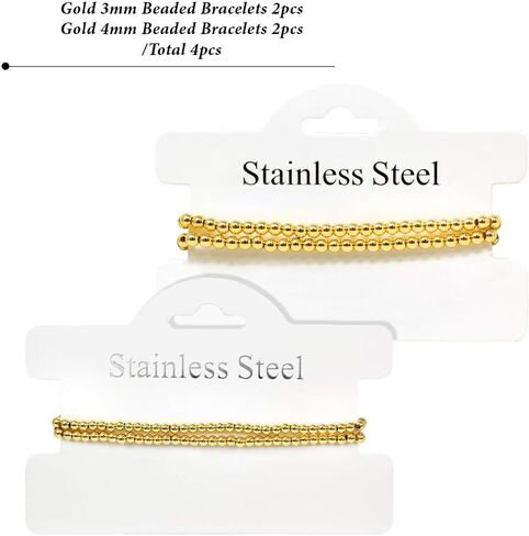 by You Stainless Steel Gold Silver Beaded Ball Bracelets for Women Stretchable Elastic Bracelet Set in Kuwait