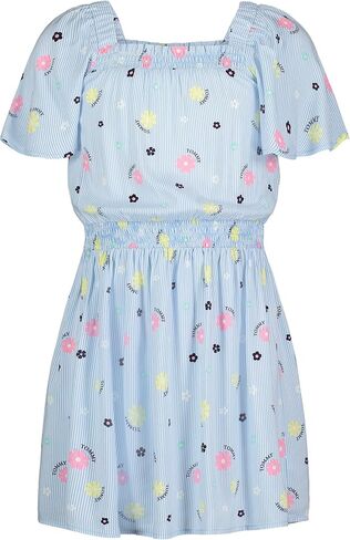 Tommy Hilfiger Girls’ Flutter Sleeve Dress, Smocked Style with Cinched Waist & Lightweight Fabric in Saudi Arabia