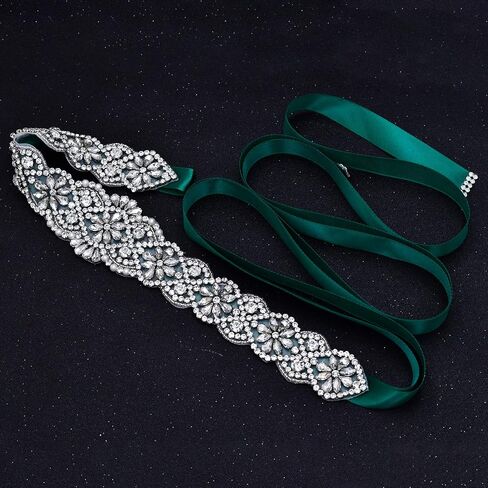 حزام زفاف نسائي رفيع من الكريستال من azaleas حزام وشاح الزفاف لحفلات الزفاف، إكسسوارات فستان فتاة الزهور لوصيفة العروس 16 بوصة in Kuwait