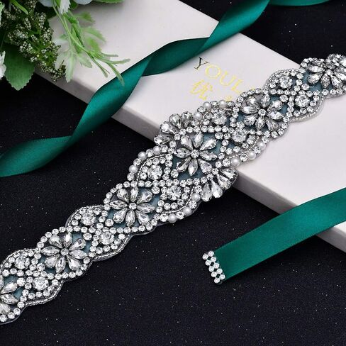 حزام زفاف نسائي رفيع من الكريستال من azaleas حزام وشاح الزفاف لحفلات الزفاف، إكسسوارات فستان فتاة الزهور لوصيفة العروس 16 بوصة in Kuwait