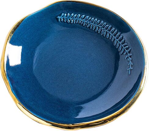 CEIERPH Ceramic Leaf Jewelry Dish Tray Ring Holder, Small Decorative Trinket Dish for Rings Earrings Necklaces, Gift for Women Wife Mom, Birthday Wedding Christmas Valentine Gifts, 4 Inch, Blue in Saudi Arabia