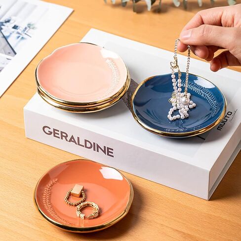 CEIERPH Ceramic Leaf Jewelry Dish Tray Ring Holder, Small Decorative Trinket Dish for Rings Earrings Necklaces, Gift for Women Wife Mom, Birthday Wedding Christmas Valentine Gifts, 4 Inch, Blue in Saudi Arabia