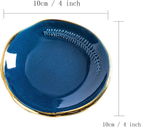 CEIERPH Ceramic Leaf Jewelry Dish Tray Ring Holder, Small Decorative Trinket Dish for Rings Earrings Necklaces, Gift for Women Wife Mom, Birthday Wedding Christmas Valentine Gifts, 4 Inch, Blue in Saudi Arabia