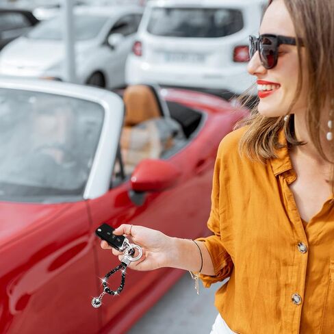 2 Pieces Crystal Keychain for Women Bling Keychain Accessories With Bling Rhinestones Silver Black Car Key Chains Fashionable Glitter Key Fob with 2 Pieces Crystal Car Key Ring for Women Lady Girl in Saudi Arabia