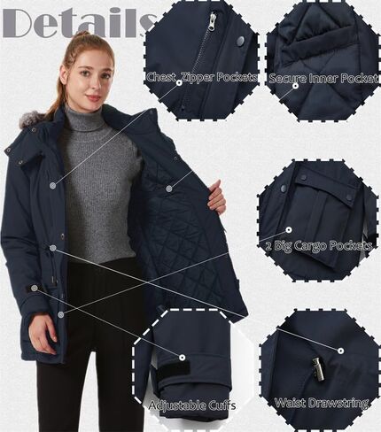 GGleaf Women's Quilted Winter Coat Warm Puffer Jacket Thicken Parka with Removable Hood in Saudi Arabia