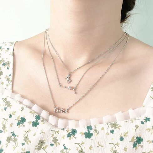 zmnnoppab 3pcs زودياك كوكبة طبقة القلائد للنساء الفتيات، 3a الزركون 14 كيلو الذهب مطلي 12 كوكبة قلادة قلادة رائعة رسالة ابراج زودياك علامة قلادة مجوهرات هدية عيد ميلاد مع صندوق هدية in Kuwait