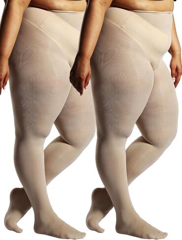 SUREPOCH Plus Size Tights for Women, Ultra Large Up To 6x, 20 Colors Semi Opaque Control Top, Soft High Waist Pantyhose in Saudi Arabia