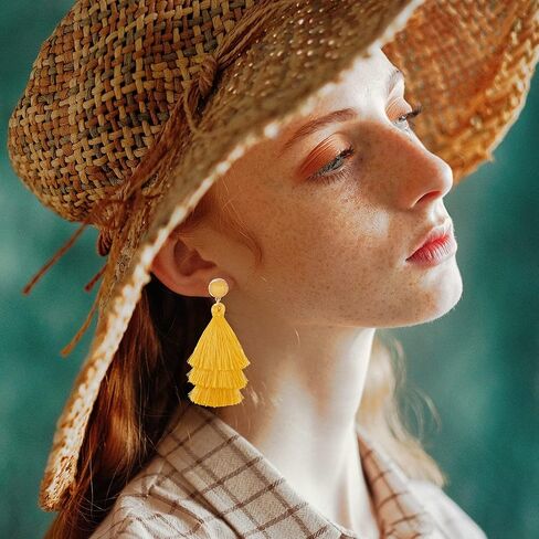 CASSIECA شرابة بيان الأقراط للنساء كليب على الأقراط المتدلية الملونة البوهيمي المتدرج شرابة Druzy تتدلى الأقراط غير ثقب المجوهرات عيد ميلاد عيد الميلاد هدية عيد الحب in Kuwait