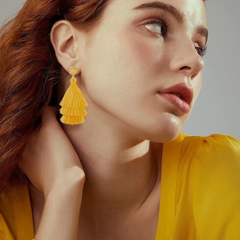 CASSIECA شرابة بيان الأقراط للنساء كليب على الأقراط المتدلية الملونة البوهيمي المتدرج شرابة Druzy تتدلى الأقراط غير ثقب المجوهرات عيد ميلاد عيد الميلاد هدية عيد الحب in Kuwait