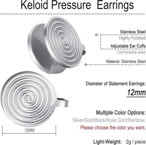 FLYUN Pressure Earrings for Keloids, Acupressure Earrings, Compression Earrings for Keloids, Clip Earrings For Women, Clip On Earrings, Clip-on Stainless Steel Spiral Non-pierced Earrings in Saudi Arabia