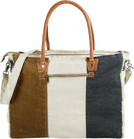 Vintage Genuine Canvas Leather Tote Bag Handbag Shopper Shoulder Purse Bag for Women Office Laptop Bag Gift LIghtweight reusable Grocery shopping in Kuwait