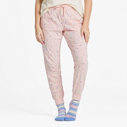 Life is Good Scattered Hearts Pattern Snuggle Up Sleep™ Joggers Himalayan Pink XXL (US 20) in Saudi Arabia