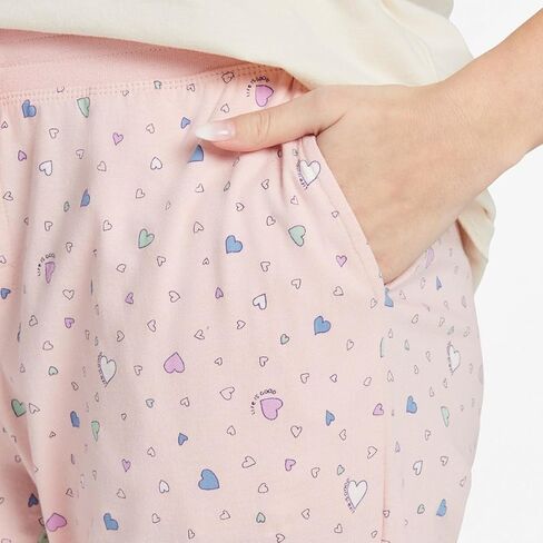 Life is Good Scattered Hearts Pattern Snuggle Up Sleep™ Joggers Himalayan Pink XXL (US 20) in Saudi Arabia