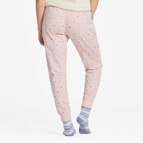 Life is Good Scattered Hearts Pattern Snuggle Up Sleep™ Joggers Himalayan Pink XXL (US 20) in Saudi Arabia