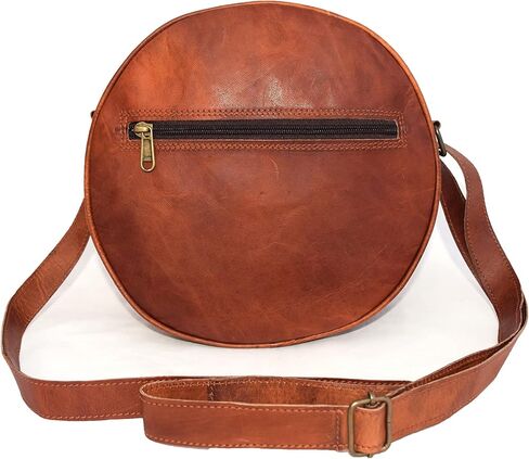 Handmade Vintage Leather Crossbody Bag Women/Teen Girls Satchel Handbag Round Messenger Sling Bags, 10 Inch Small, Brown in Saudi Arabia