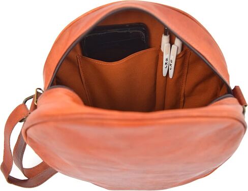 Handmade Vintage Leather Crossbody Bag Women/Teen Girls Satchel Handbag Round Messenger Sling Bags, 10 Inch Small, Brown in Saudi Arabia