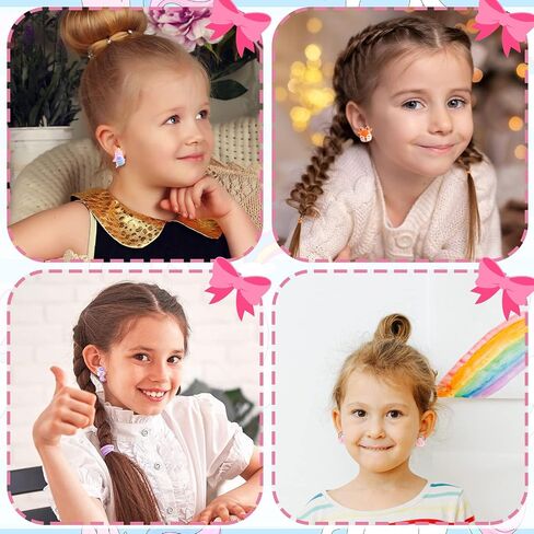 Bonuci 16 Pairs Kids Clip on Earrings for Girls Cute Unicorn Mermaid Non Pierced Clip on Earrings for Kid Little Girl in Kuwait