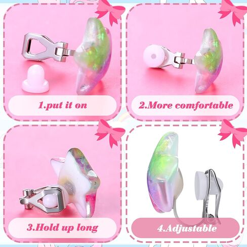 Bonuci 16 Pairs Kids Clip on Earrings for Girls Cute Unicorn Mermaid Non Pierced Clip on Earrings for Kid Little Girl in Kuwait