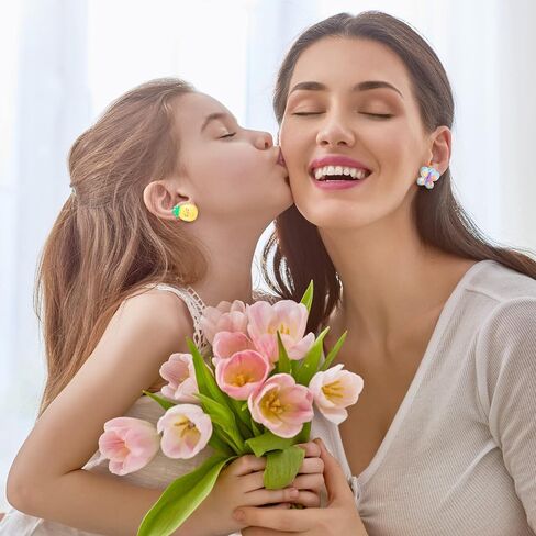 Bonuci 16 Pairs Kids Clip on Earrings for Girls Cute Unicorn Mermaid Non Pierced Clip on Earrings for Kid Little Girl in Kuwait