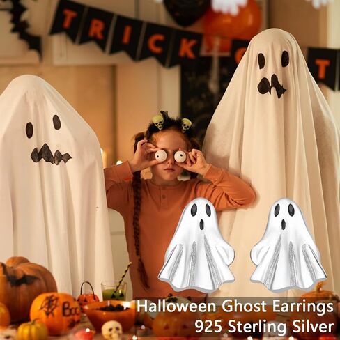 ORANGE FOREST Halloween الأقراط 925 الفضة الاسترليني اليقطين العنكبوت شبح أقراط هالوين حزب مجوهرات الوجه المبتسم اليقطين للنساء الفتيات في سن المراهقة in Kuwait