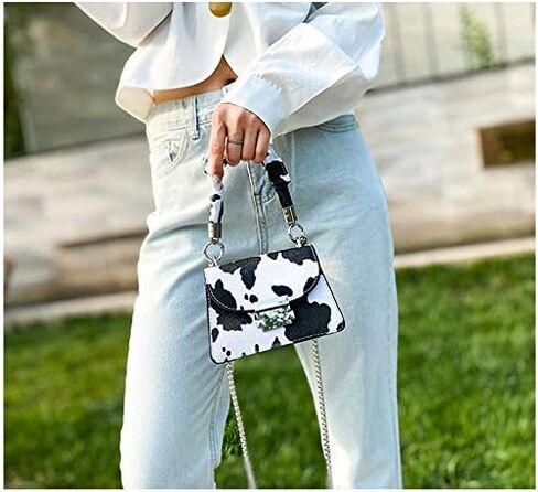 PURFANREE المرأة البقرة طباعة حقيبة كتف صغيرة مخلب مساء محفظة حقيبة يد كروس حقيبة حقيبة محفظة صغيرة in Kuwait