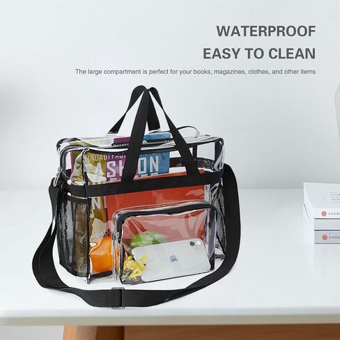 SSZYace Clear Bag Stadium Approved Tote Bag Clear Lunch Bag for Work Travel Gym - 12"x 6"x 12" in Saudi Arabia