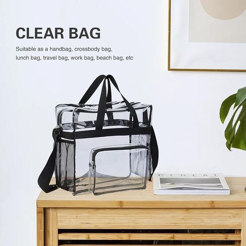 SSZYace Clear Bag Stadium Approved Tote Bag Clear Lunch Bag for Work Travel Gym - 12"x 6"x 12" in Saudi Arabia