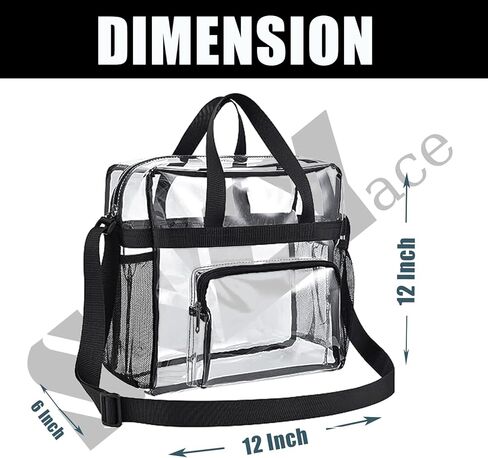 SSZYace Clear Bag Stadium Approved Tote Bag Clear Lunch Bag for Work Travel Gym - 12"x 6"x 12" in Saudi Arabia