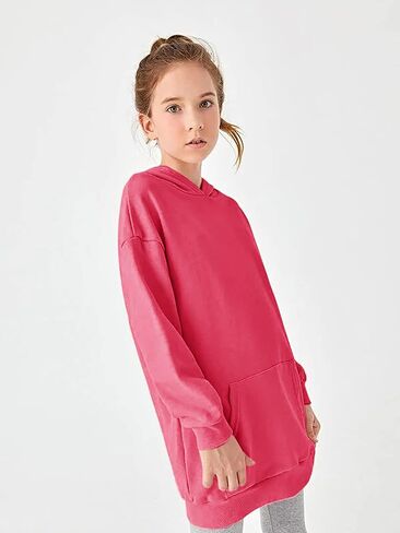 سويت شيرت بقلنسوة للفتيات من Greatchy، فستان برباط مصبوغ ومطبوع كاجوال بأكمام طويلة وجيب، بلوفر بقلنسوة in Kuwait