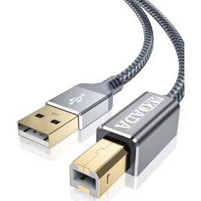 AkoaDa Printer Cable,USB A to B Cable 10ft USB 2.0 Printer Cord High Speed Scanner Cord Compatible with HP, Brother, Canon, Dell, Epson, Lexmark, Xerox, Samung and More in Kuwait