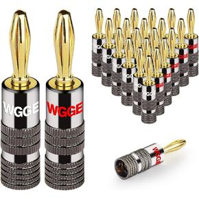 WGGE WG-029 Banana Plugs Audio Jack Connector, 24k Gold Dual Screw Lock Speaker Connector for Speaker Wire, Wall Plate, Home Theater, Audio/Video Receiver, and Sound Systems ((12 Pairs (24 Plugs))) in Saudi Arabia