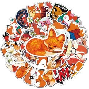 50 قطعة من ملصقات الثعلب المصنوعة من الفينيل المقاومة للماء لزجاجات المياه والكمبيوتر المحمول والأمتعة والسيارة والدراجة وحافظة الهاتف للمراهقين والكبار والأطفال in Kuwait