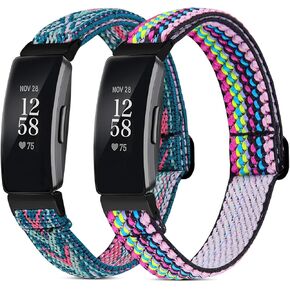 Attbbon Stretchy Bands Compatible with Fit bit Inspire 2 Replacement Bands for Women, Adjustable Soft Elastic Sport Wristband Accessory Fits for Fit bit Inspire 2/Inspire HR/Inspire/Ace 3/Ace 2 Watch
