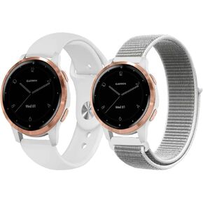 Silicone & Nylon Watch Bands for Garmin Vivoactive 4S / Venu 2S /Venu 3S / Vivomove 3S, Soft Sport 18mm Quick Release Replacement Wristband Strap for Garmin Forerunner 255s/255s Music in Kuwait