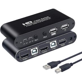 KVM Switch HDMI 2 Port Box, KCEVE USB KVM Switches for 2 Computers Share Keyboard Mouse and one HD Monitor, Support Hotkey Switching, UHD 4K（3840x2160） in Kuwait