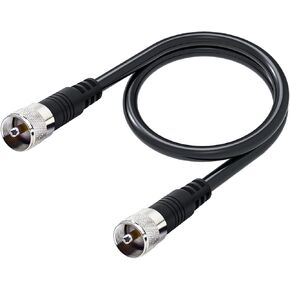 RFAdapter PL-259 Cable, 2ft RG8X Coax Cable, CB Antenna Cable UHF Male Connector 50 ohm Low Loss for Ham Radio, Antenna Analyzer and SWR Meter