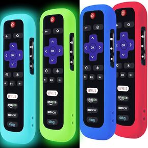 4 Pack Remote Case, Battery Cover for TCL Roku Smart TV Steaming Stick Remote, Silicone Protective Controller Universal Sleeve Skin Glow in the Dark Green Blue Purple Red in Kuwait