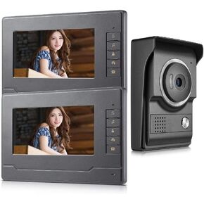 Video Intercom System, Wired 7 Inches Monitor Video doorphone Doorbell System,Video Door Phone HD Camera Kits Support Unlock, Monitoring, Dual-Way Intercom for Villa House Office Apartment in Kuwait