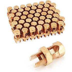 QWORK Grounding Split Bolt, 50 Pieces 4 Gauge 8 Gauge High Strength Split Bolt Connectors, Ground Wire Clamp, Solid Copper, for Antenna, Satellite Dish, Cable TV in Saudi Arabia