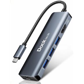 محول موزع USB C 8K USB-C متعدد المنافذ 5 في 1، موزع دوك تيك نوع C مع HDMI 8K (متوافق مع 4K 60Hz)، شحن طاقة 100 واط، 3 منافذ USB 3.0 لماك بوك برو/اير، ايباد برو، سيرفس برو، ديل والمزيد